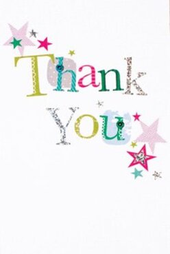 This thank you card gleams with upbeat charm, drawing inspiration from Plaistow's vibrant daily life. The phrase 'Thank You' unfurls across the card in a stitch-style typeface, each letter defined by a vivid hue-sunny yellow, ocean teal, lively pink-accented by whimsical patterns, from gleaming silver dots to gentle stitched lines. Around the edges, magenta, turquoise, and gold stars sprinkle like confetti floating above a spirited gathering on Prince Regent Lane. The pure white background presents an uncluttered field that highlights every colourful letter and sparkling accent, much like a bouquet displayed in a light-filled shop window on Barking Road. A distinct texture to the card, enhanced by shimmering print details, hints at the special pleasure of receiving something crafted with care-akin to the feel and fragrance of hand-chosen flowers from a local florist. It's easy to imagine this card accompanying a bouquet delivered to brighten a home in the heart of Plaistow. The overall mood is festive yet deeply sincere, the kind of heartfelt token that Flowers Plaistow is known for, marking moments of appreciation with creative flair and neighbourhood spirit.